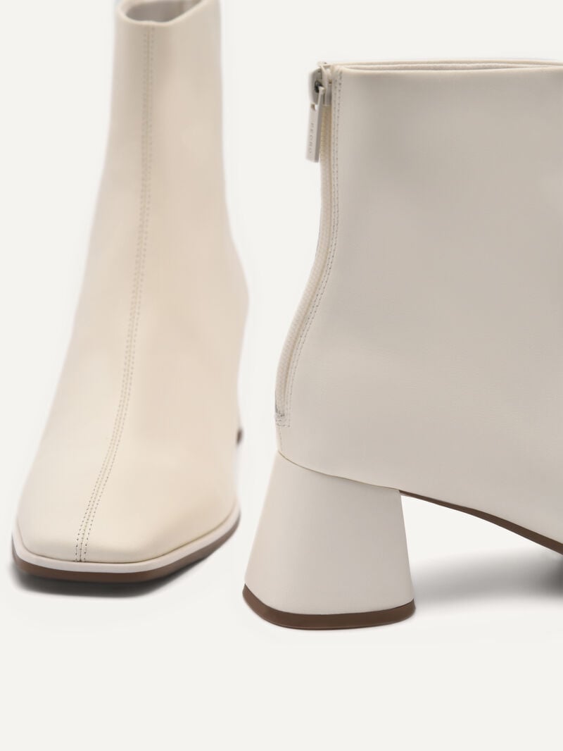 Pedro Eva Leather Heel Boots Women Ankle Boots Chalk | Q9Q-1366