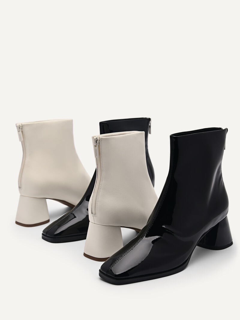 Pedro Eva Leather Heel Boots Women Ankle Boots Chalk | Q9Q-1366