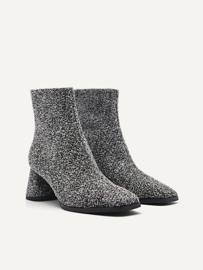 Pedro Eva Tweed Heel Boots Women Ankle Boots Black | Q9Q-1364