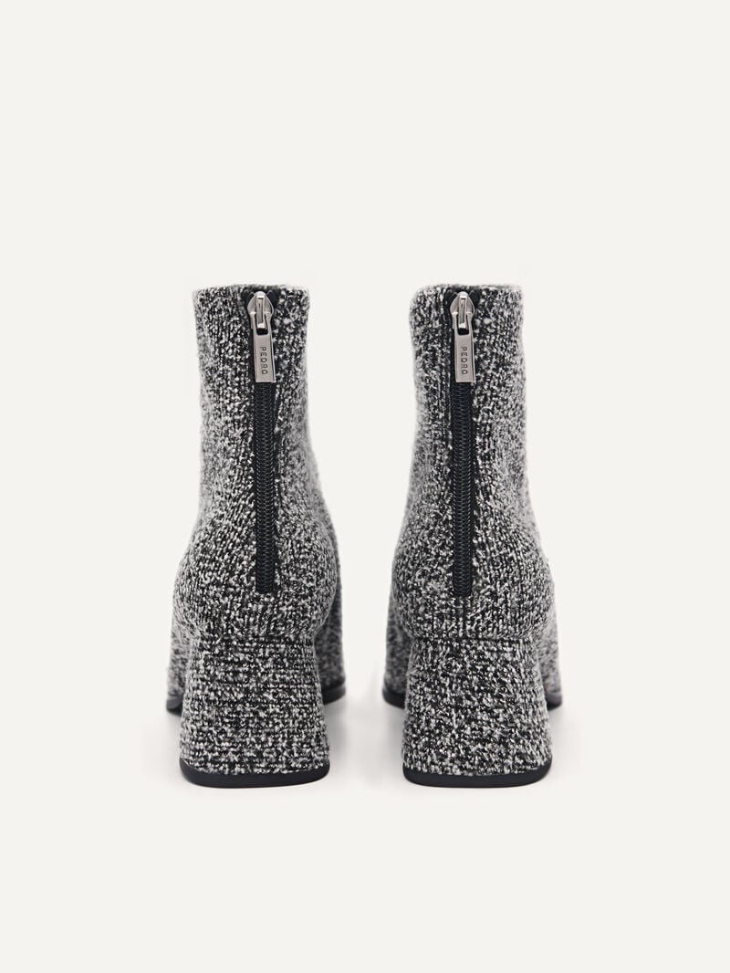 Pedro Eva Tweed Heel Boots Women Ankle Boots Black | Q9Q-1364