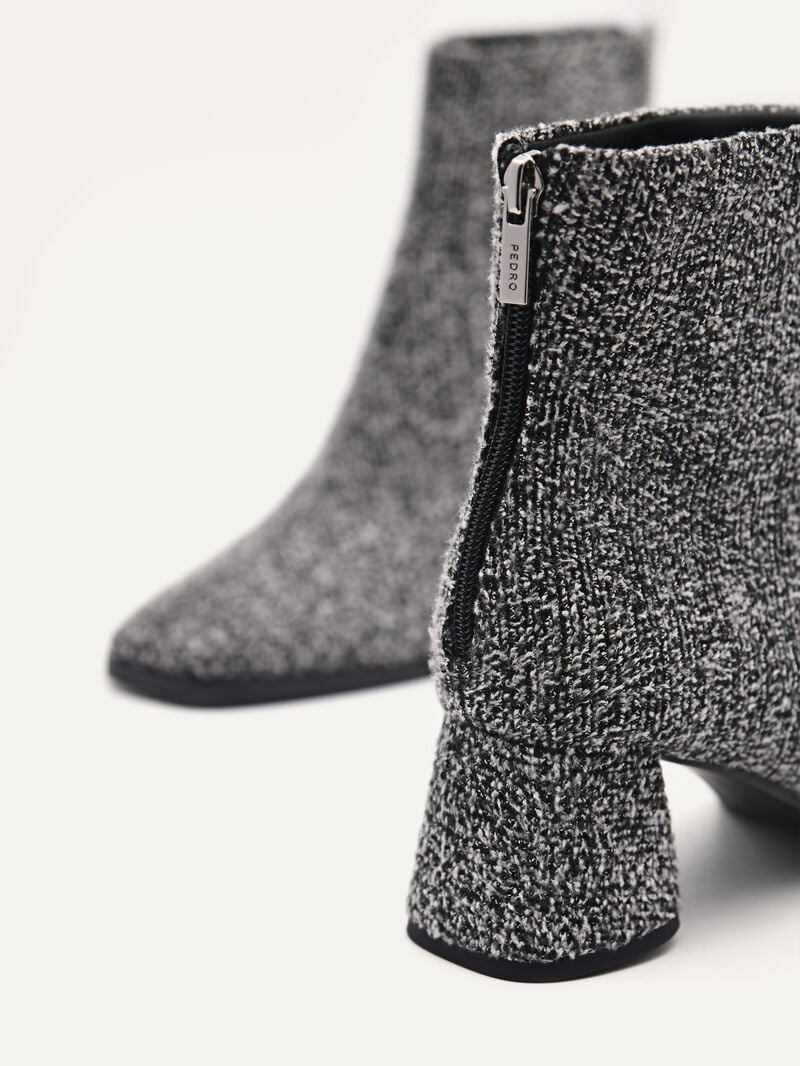 Pedro Eva Tweed Heel Boots Women Ankle Boots Black | Q9Q-1364