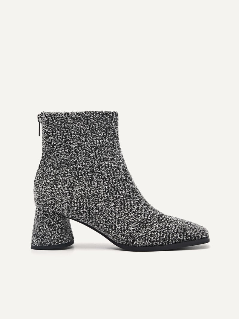 Pedro Eva Tweed Heel Boots Women Ankle Boots Black | Q9Q-1364