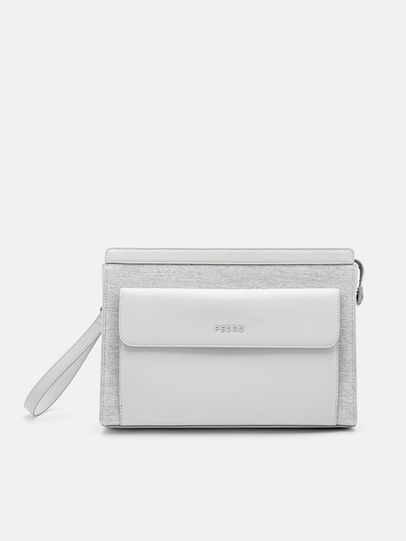 Pedro Evans Bags Men Portfolio Light Grey | Q9Q-1254