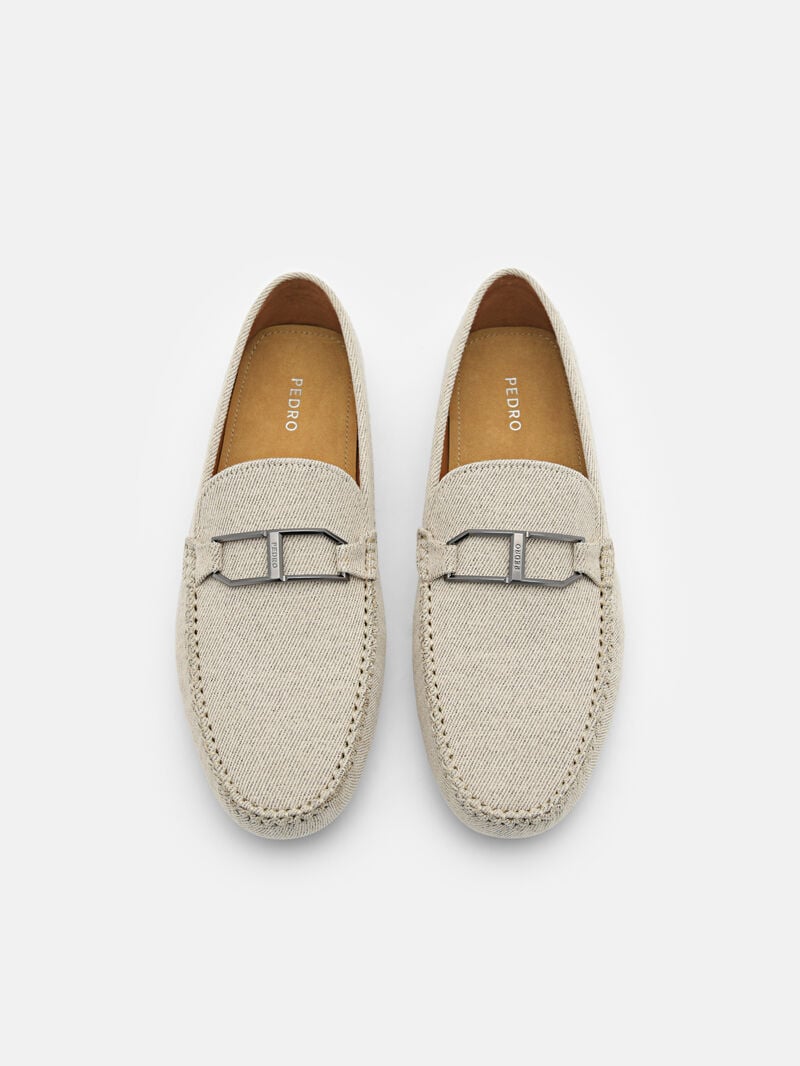 Pedro Ezra Buckle Men Moccasins Beige | Q9Q-1858