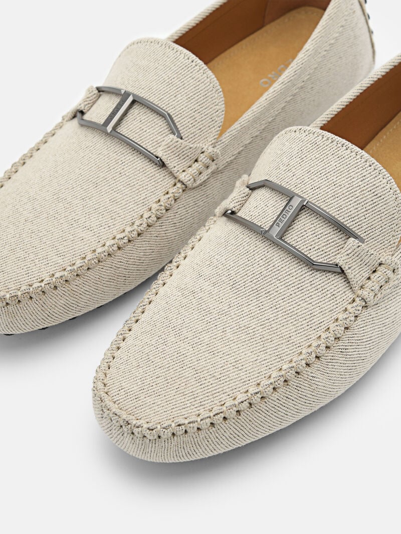 Pedro Ezra Buckle Men Moccasins Beige | Q9Q-1858