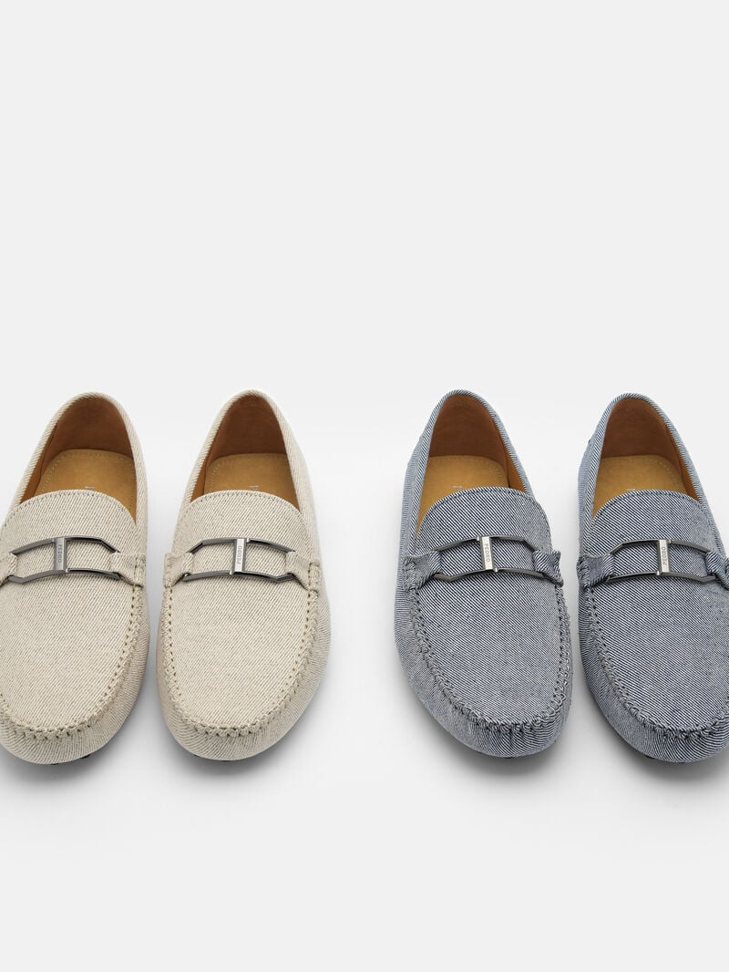 Pedro Ezra Buckle Men Moccasins Beige | Q9Q-1858