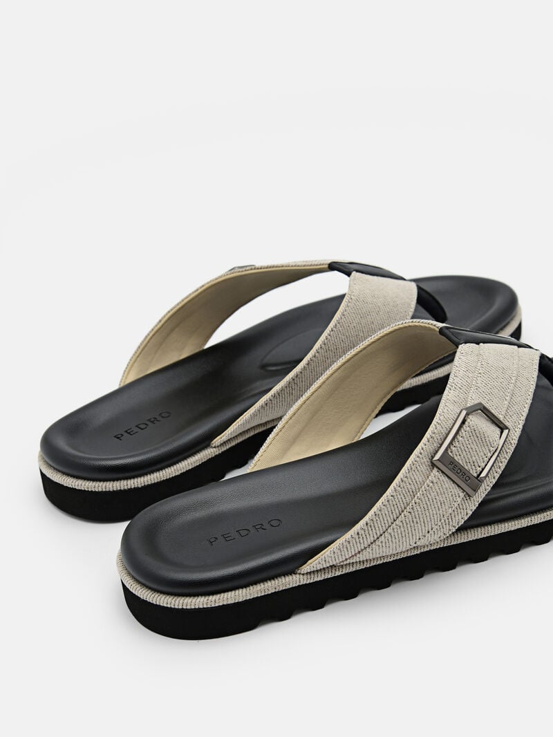 Pedro Ezra Fabric Thong Men Sandals Beige | Q9Q-1856