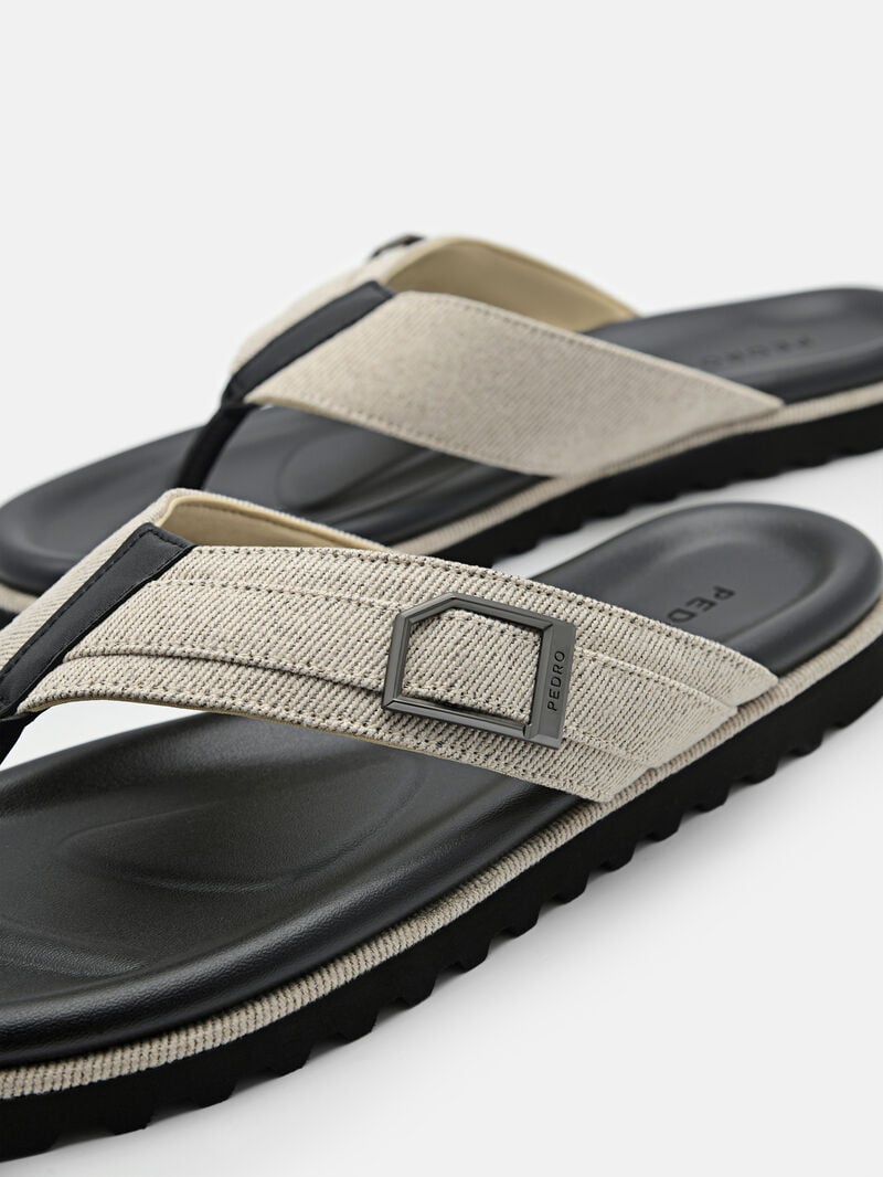 Pedro Ezra Fabric Thong Men Sandals Beige | Q9Q-1856