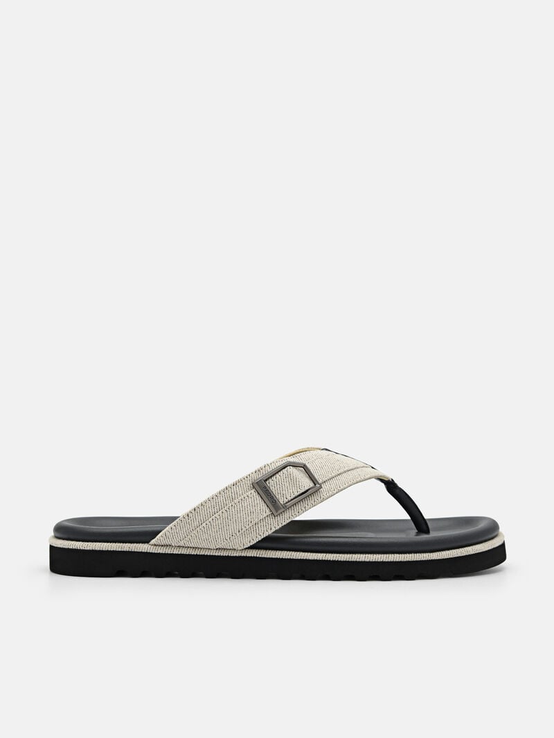 Pedro Ezra Fabric Thong Men Sandals Beige | Q9Q-1856