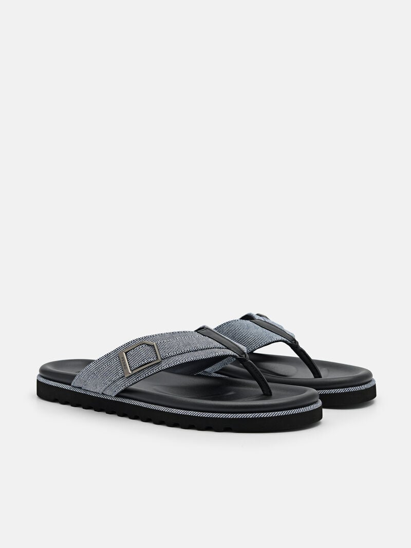 Pedro Ezra Fabric Thong Men Sandals Slate Blue | Q9Q-1857