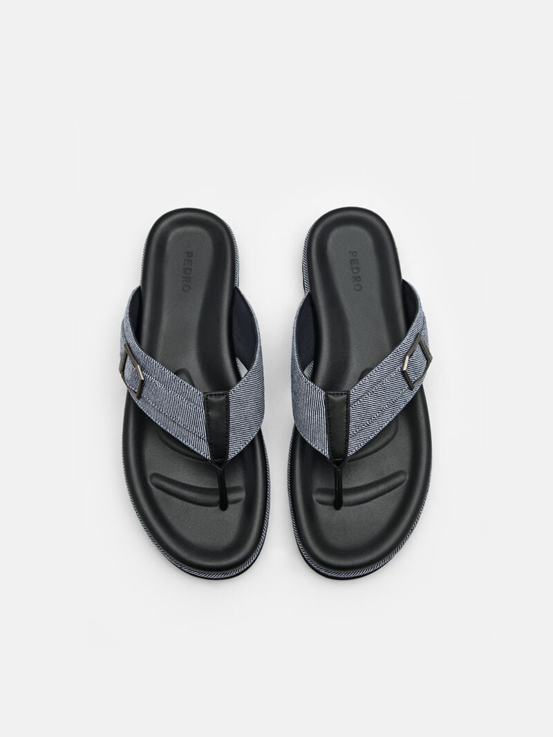 Pedro Ezra Fabric Thong Men Sandals Slate Blue | Q9Q-1857