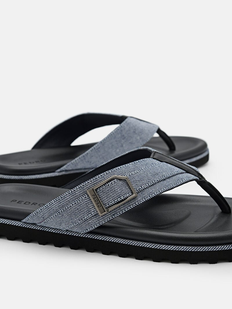 Pedro Ezra Fabric Thong Men Sandals Slate Blue | Q9Q-1857