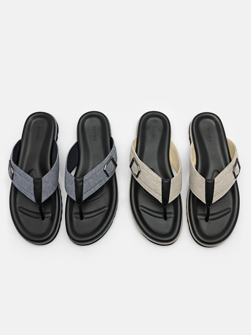 Pedro Ezra Fabric Thong Men Sandals Slate Blue | Q9Q-1857