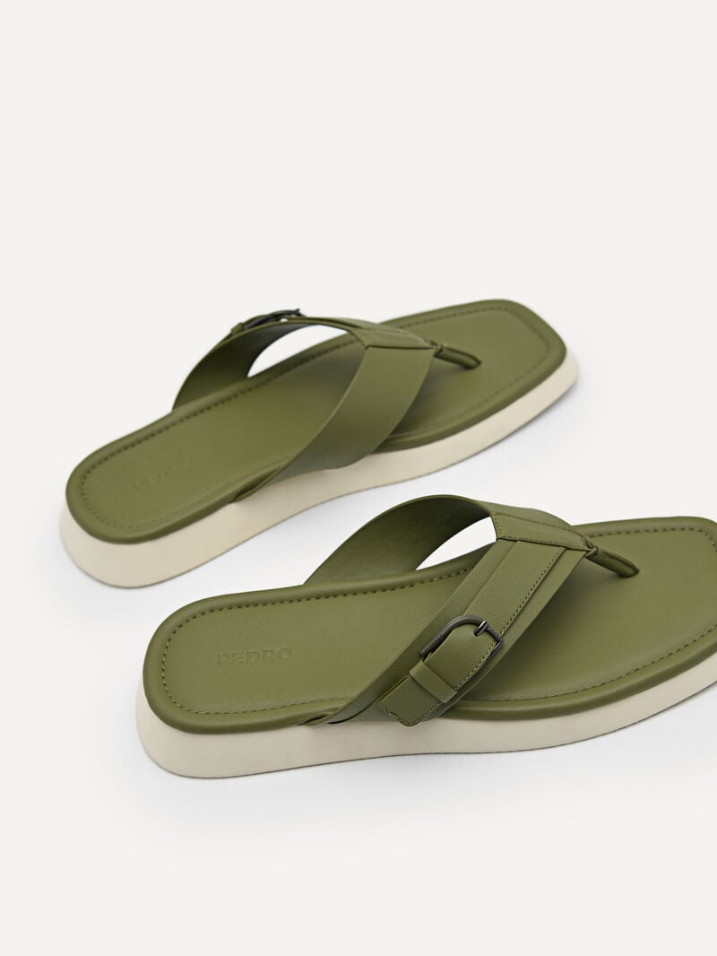 Pedro Ezra Thong Men Sandals Military Green | Q9Q-1854