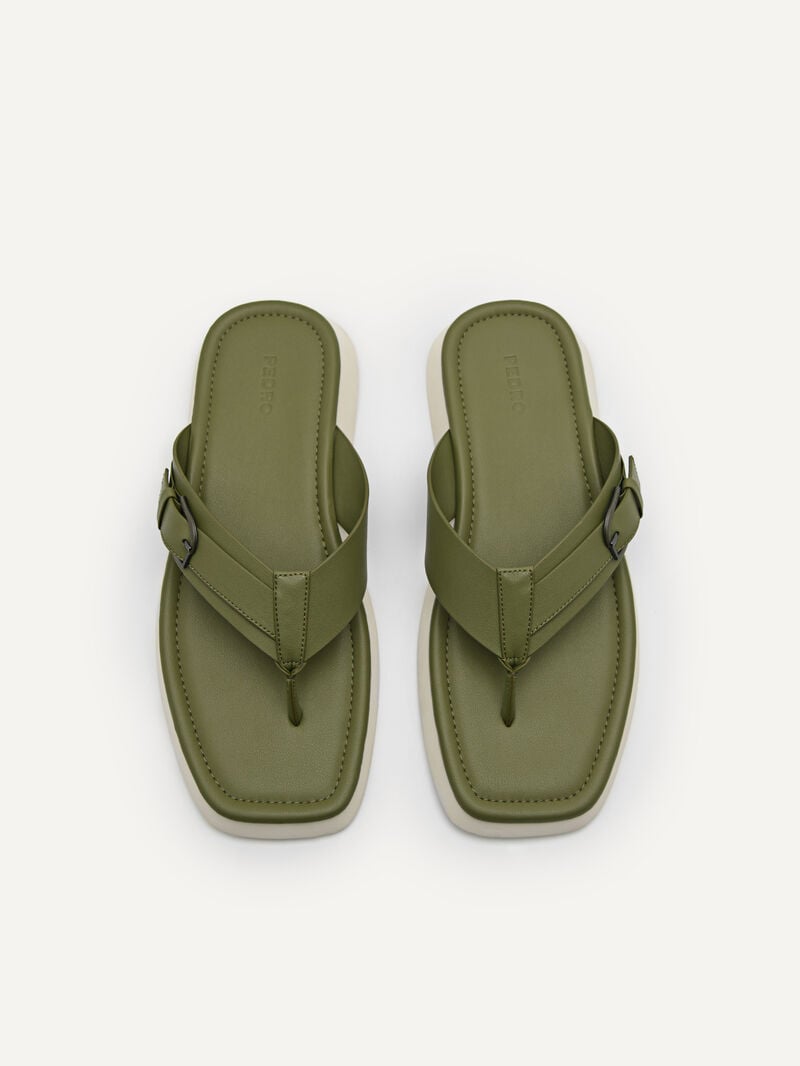 Pedro Ezra Thong Men Sandals Military Green | Q9Q-1854