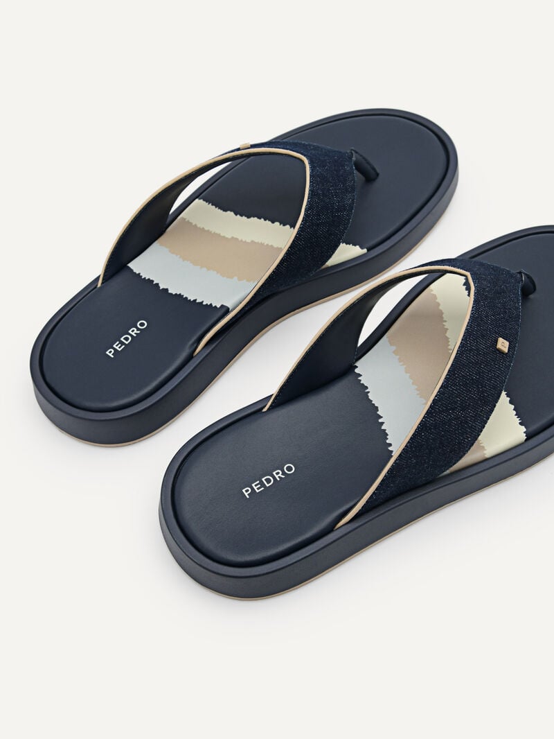 Pedro Fabric Thong Men Sandals Navy | Q9Q-1850