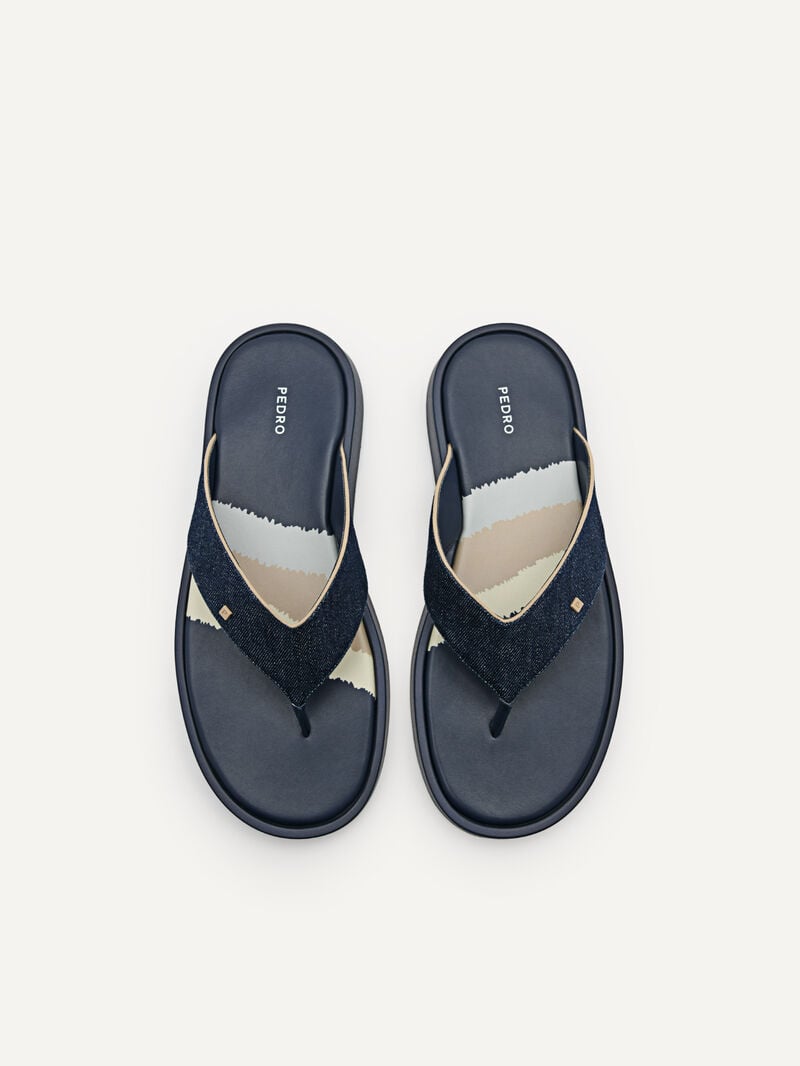 Pedro Fabric Thong Men Sandals Navy | Q9Q-1850