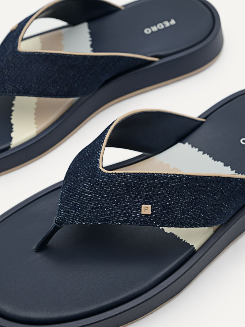 Pedro Fabric Thong Men Sandals Navy | Q9Q-1850