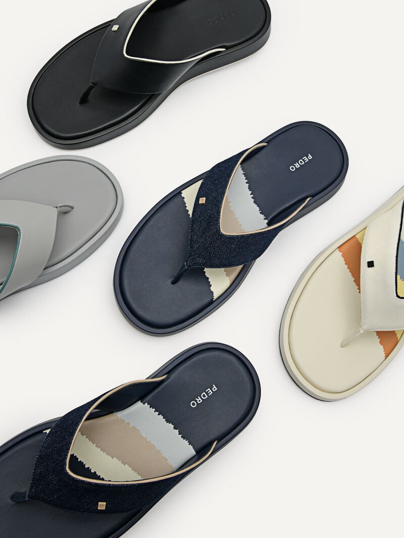 Pedro Fabric Thong Men Sandals Navy | Q9Q-1850