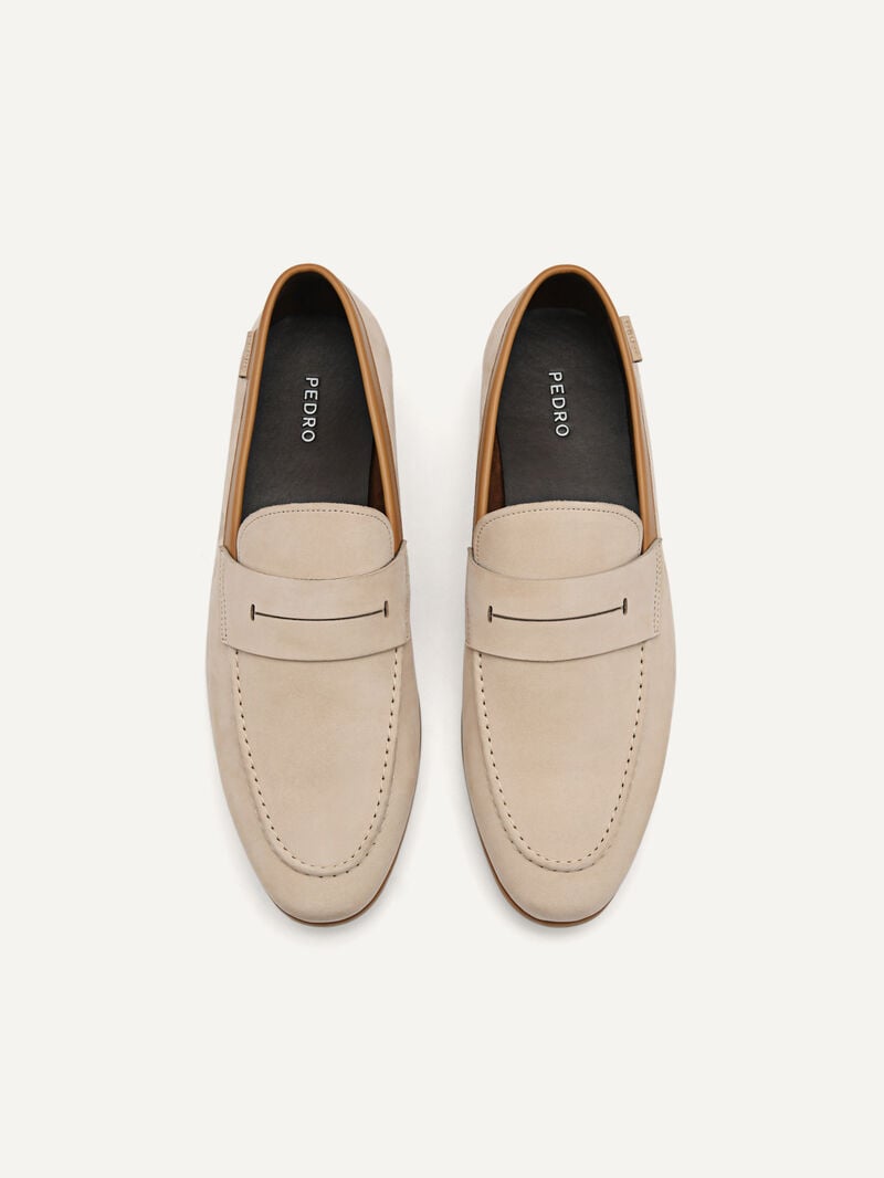 Pedro Firth Leather Men Loafers Sand | Q9Q-1847