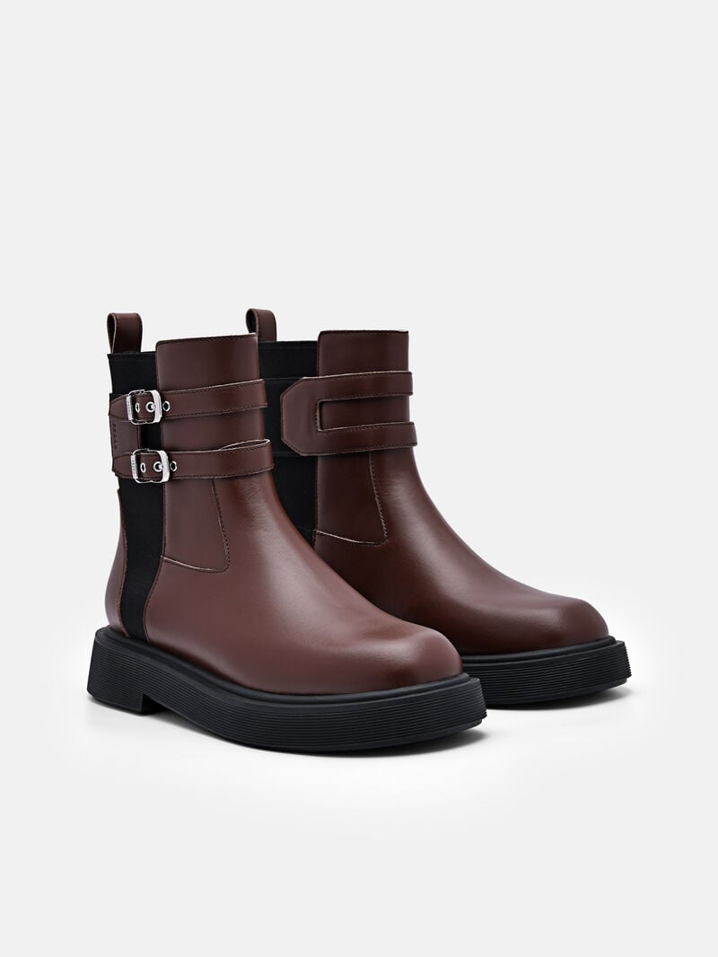Pedro Flo Leather Boots Women Chelsea Boots Dark Brown | Q9Q-1363
