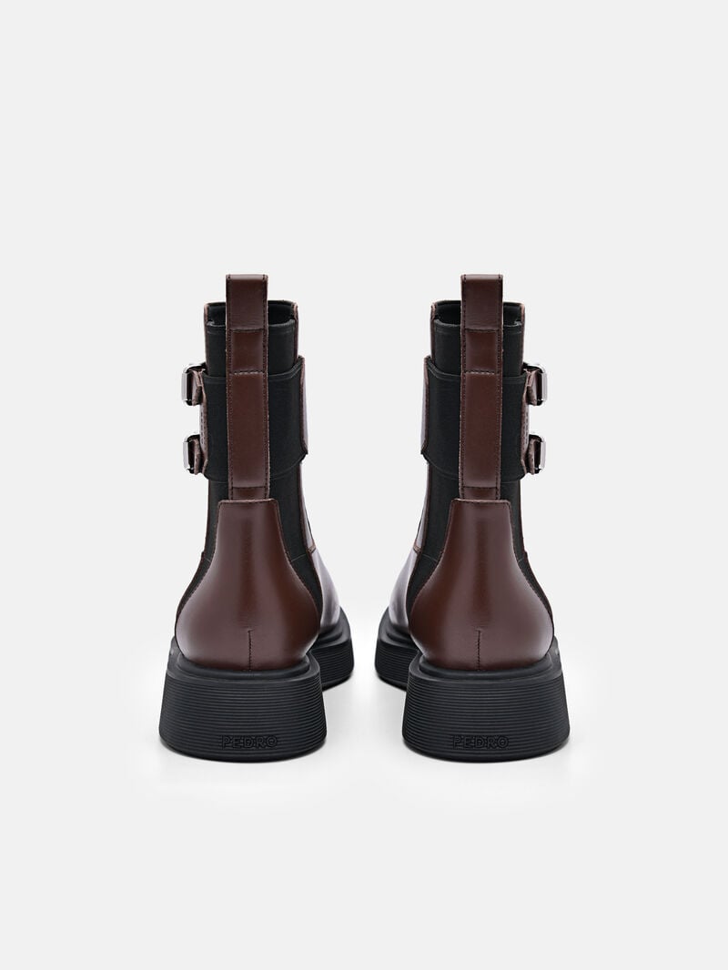 Pedro Flo Leather Boots Women Chelsea Boots Dark Brown | Q9Q-1363