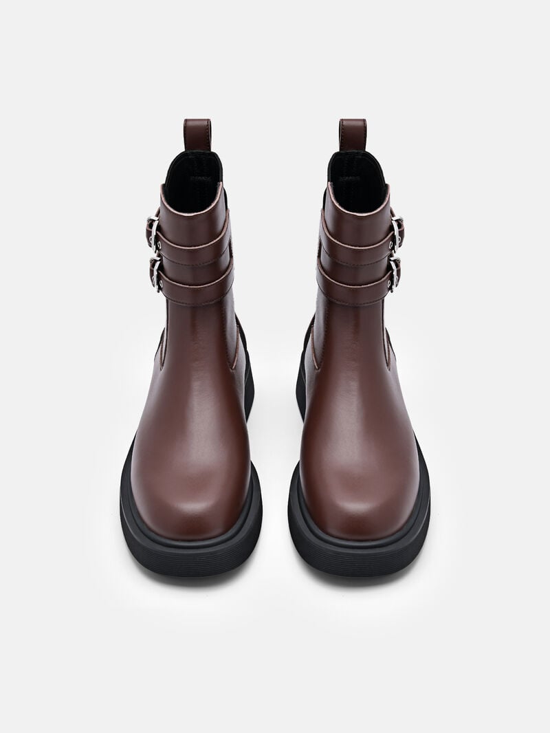 Pedro Flo Leather Boots Women Chelsea Boots Dark Brown | Q9Q-1363
