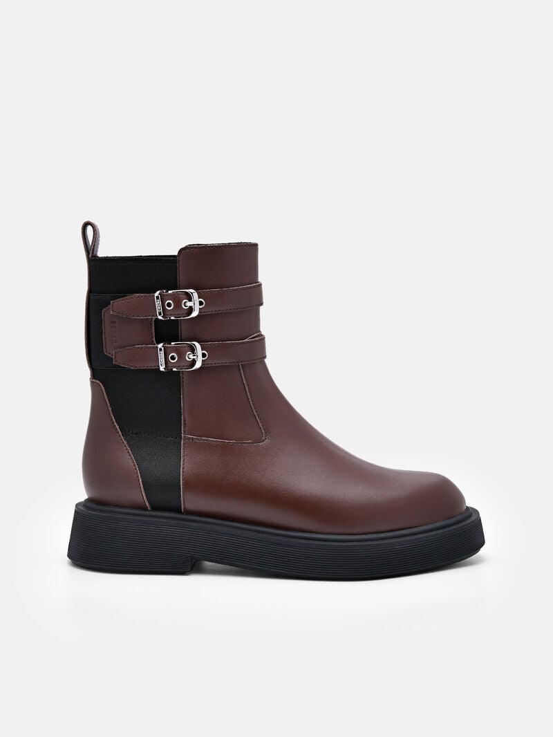 Pedro Flo Leather Boots Women Chelsea Boots Dark Brown | Q9Q-1363