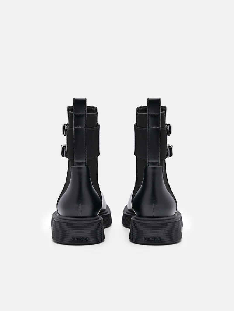 Pedro Flo Leather Boots Women Chelsea Boots Black | Q9Q-1362