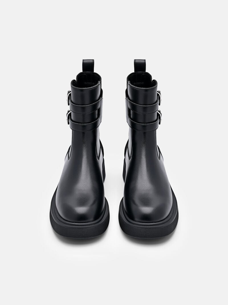 Pedro Flo Leather Boots Women Chelsea Boots Black | Q9Q-1362