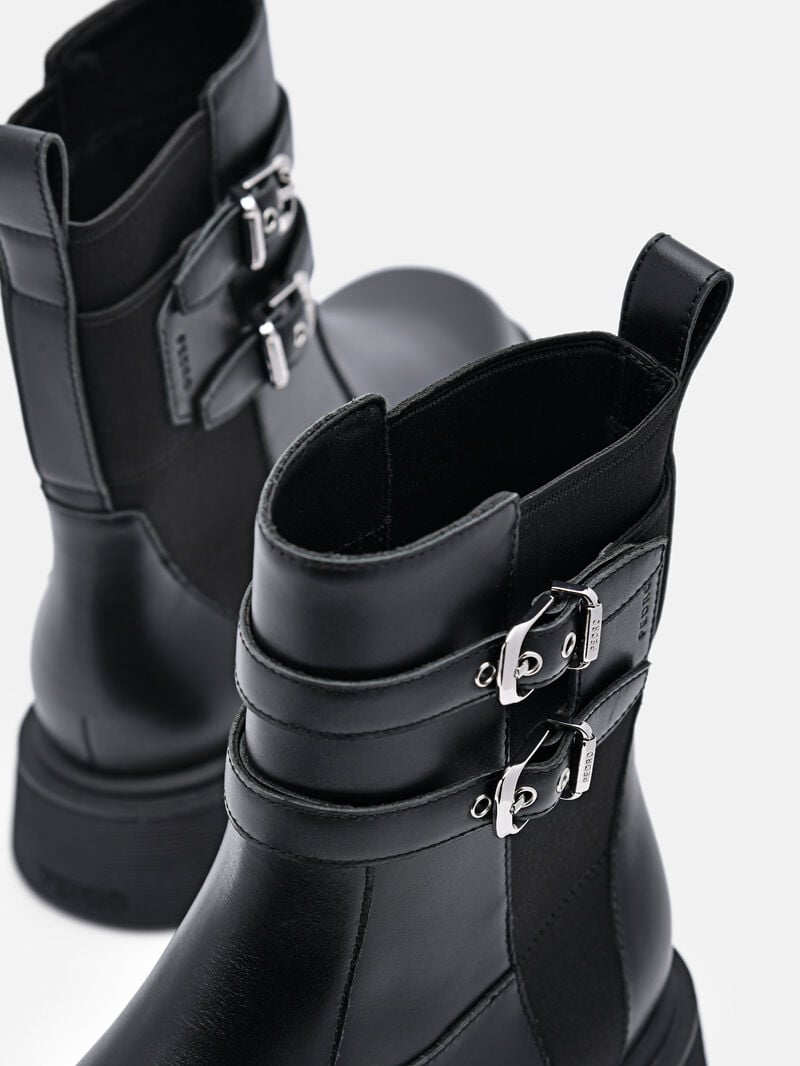 Pedro Flo Leather Boots Women Chelsea Boots Black | Q9Q-1362