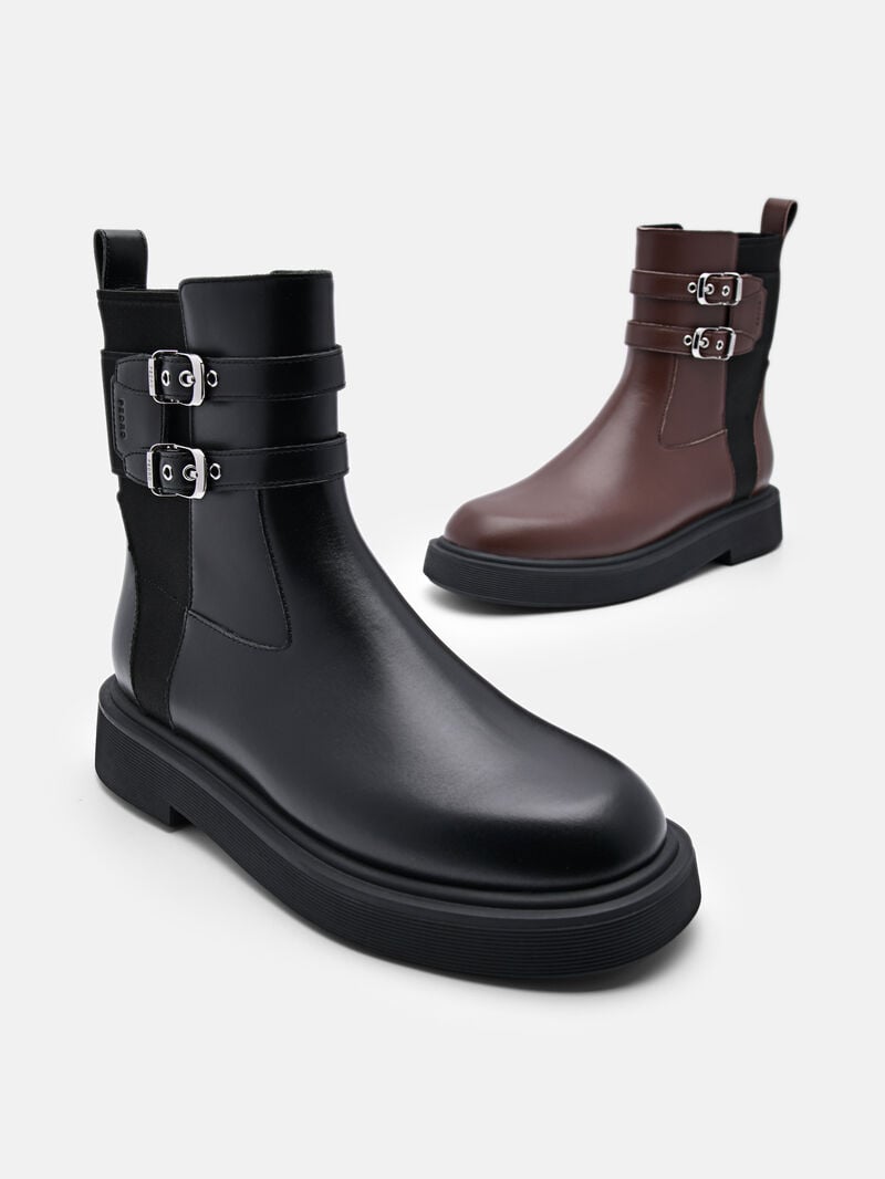 Pedro Flo Leather Boots Women Chelsea Boots Black | Q9Q-1362