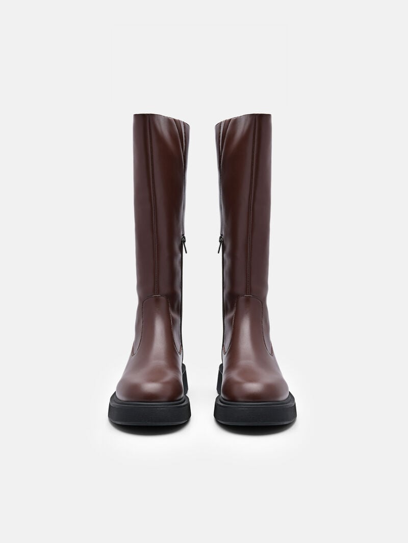 Pedro Flo Leather Knee Boots Women Knee-High Boots Dark Brown | Q9Q-1361