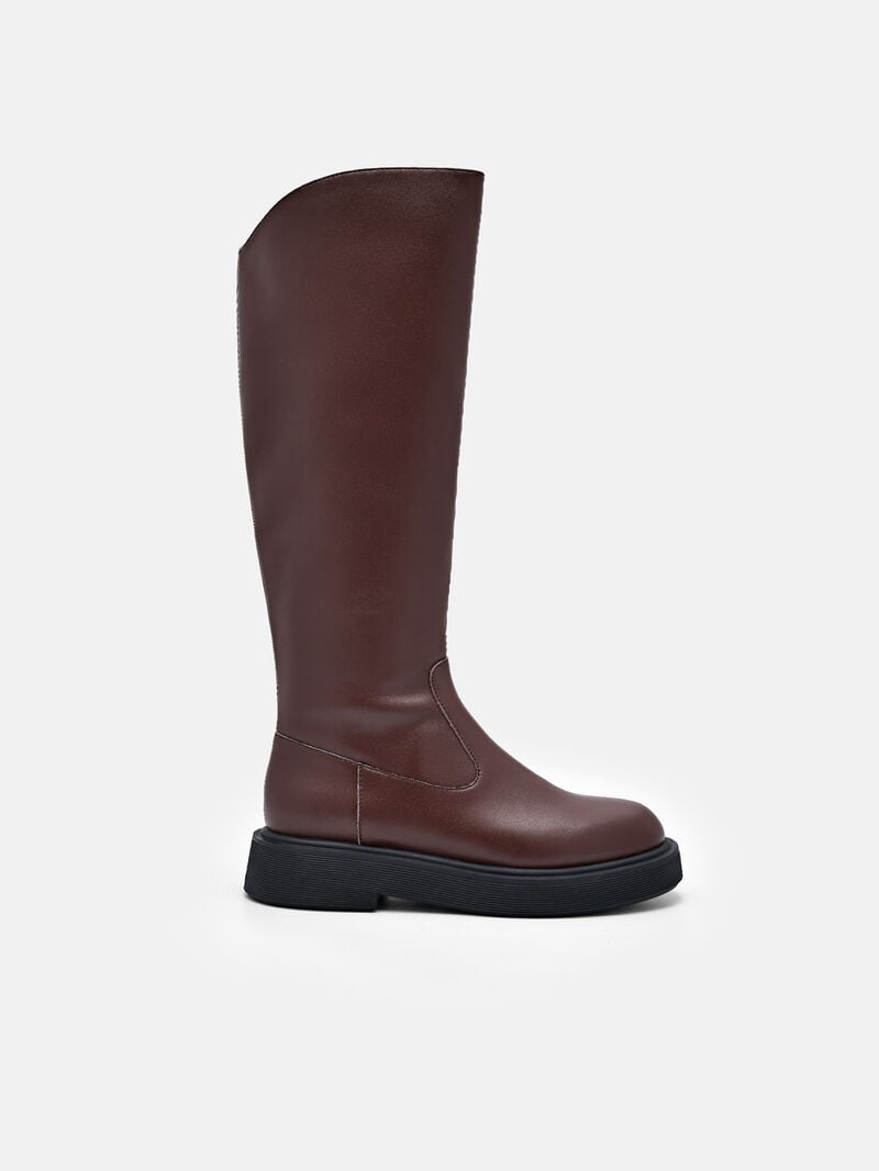 Pedro Flo Leather Knee Boots Women Knee-High Boots Dark Brown | Q9Q-1361
