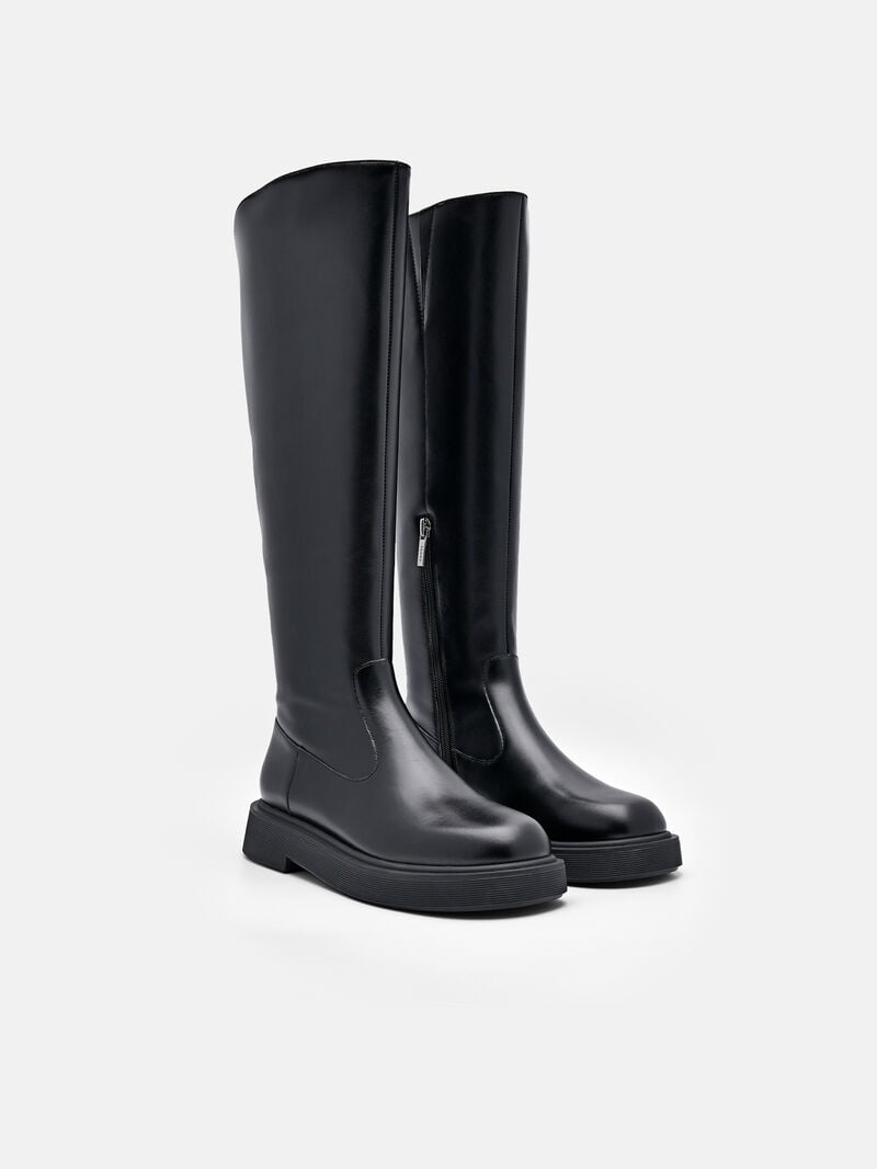 Pedro Flo Leather Knee Boots Women Knee-High Boots Black | Q9Q-1360