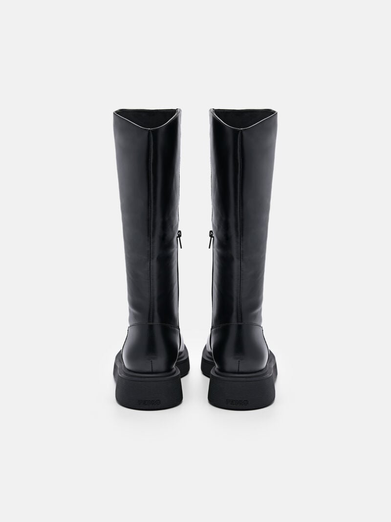 Pedro Flo Leather Knee Boots Women Knee-High Boots Black | Q9Q-1360