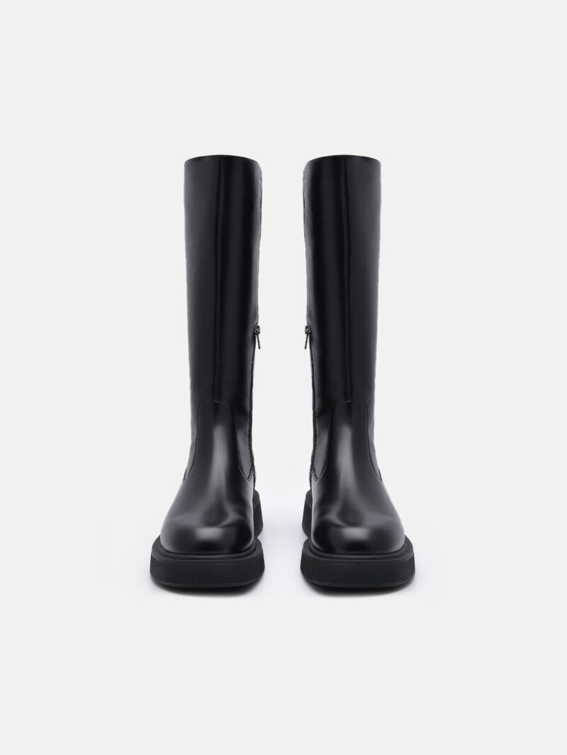 Pedro Flo Leather Knee Boots Women Knee-High Boots Black | Q9Q-1360