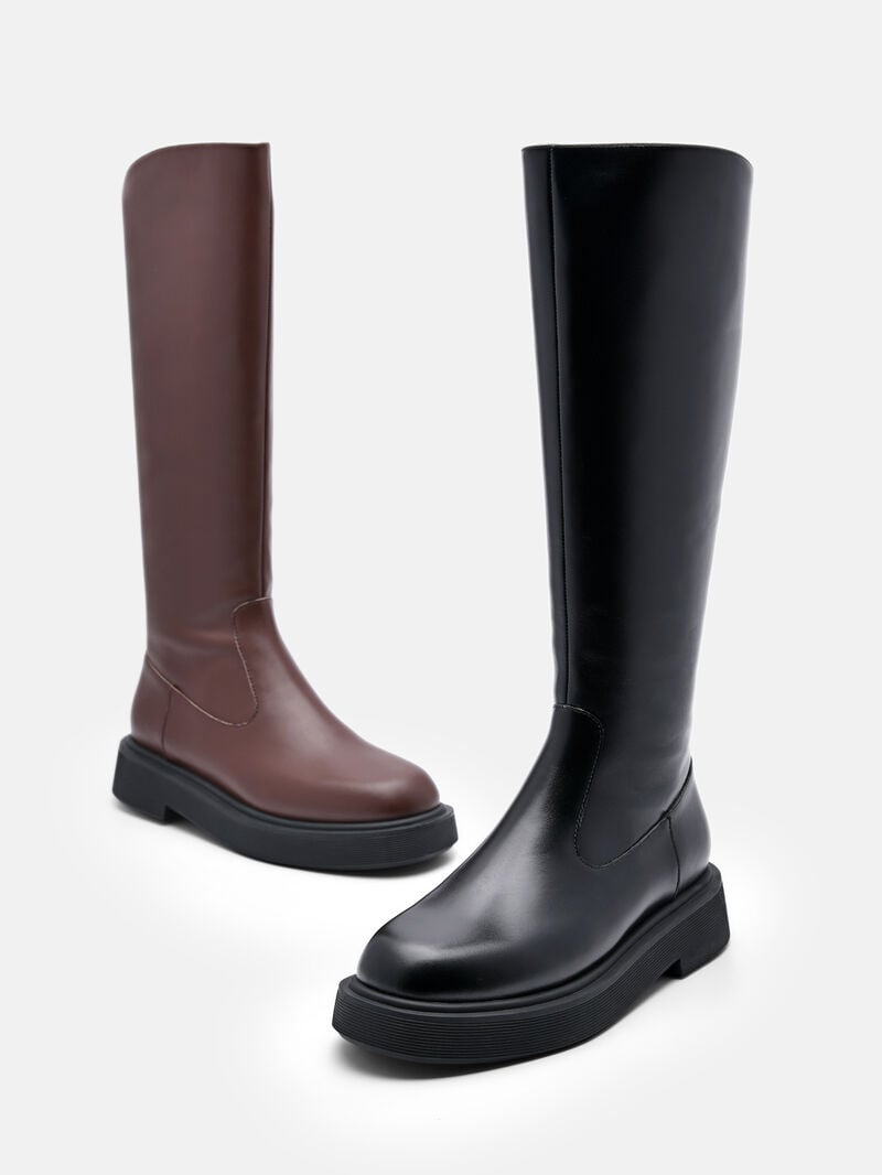 Pedro Flo Leather Knee Boots Women Knee-High Boots Black | Q9Q-1360
