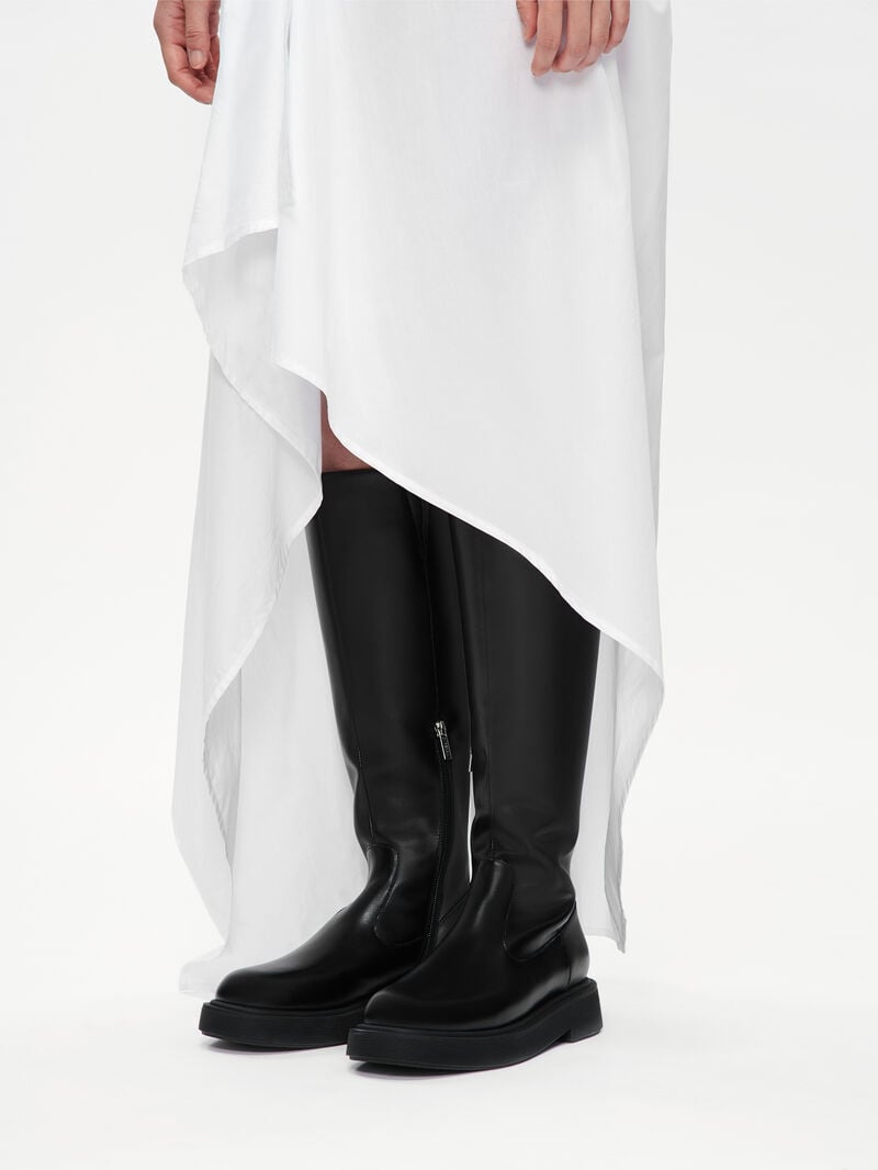 Pedro Flo Leather Knee Boots Women Knee-High Boots Black | Q9Q-1360