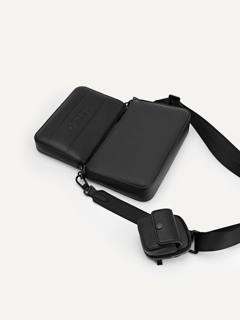 Pedro Frank Sling Bag with Earphone Holder Men Small Bags Black | Q9Q-1236