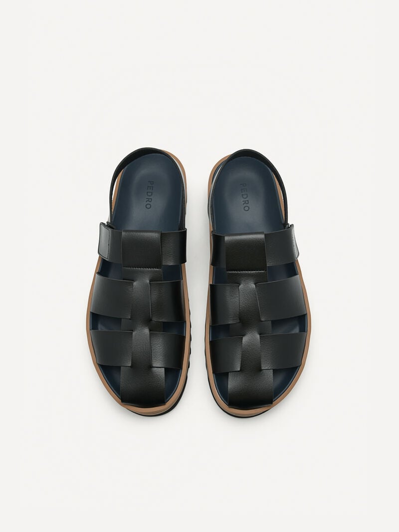 Pedro George Caged Men Sandals Black | Q9Q-1840