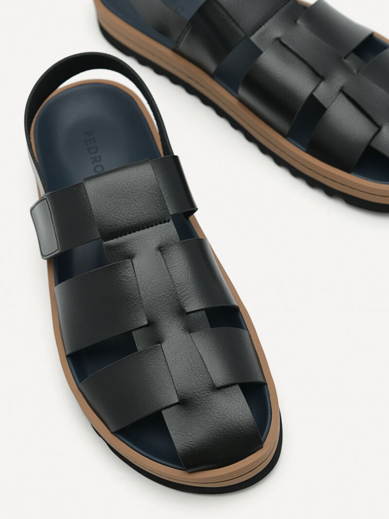 Pedro George Caged Men Sandals Black | Q9Q-1840