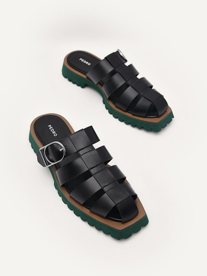 Pedro Grapnel Chunky Mule Women Flats Black | Q9Q-1830