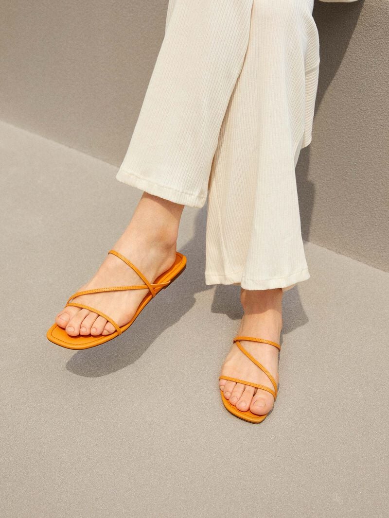 Pedro Gwyneth Strappy Women Flats Orange | Q9Q-2576