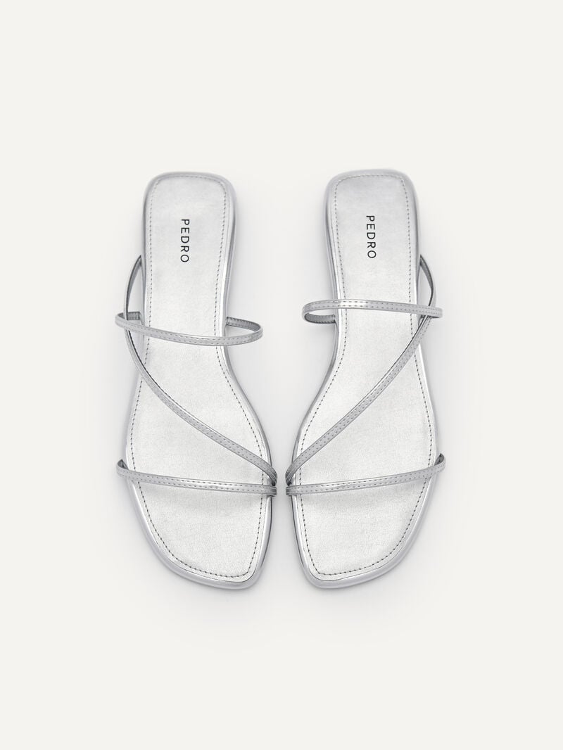 Pedro Gwyneth Strappy Women Flats Silver | Q9Q-2578
