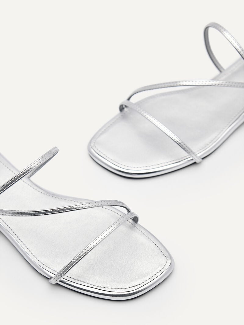 Pedro Gwyneth Strappy Women Flats Silver | Q9Q-2578