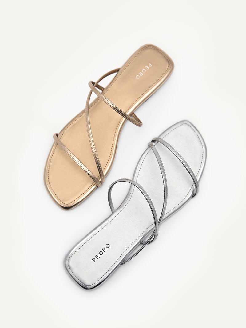 Pedro Gwyneth Strappy Women Flats Silver | Q9Q-2578