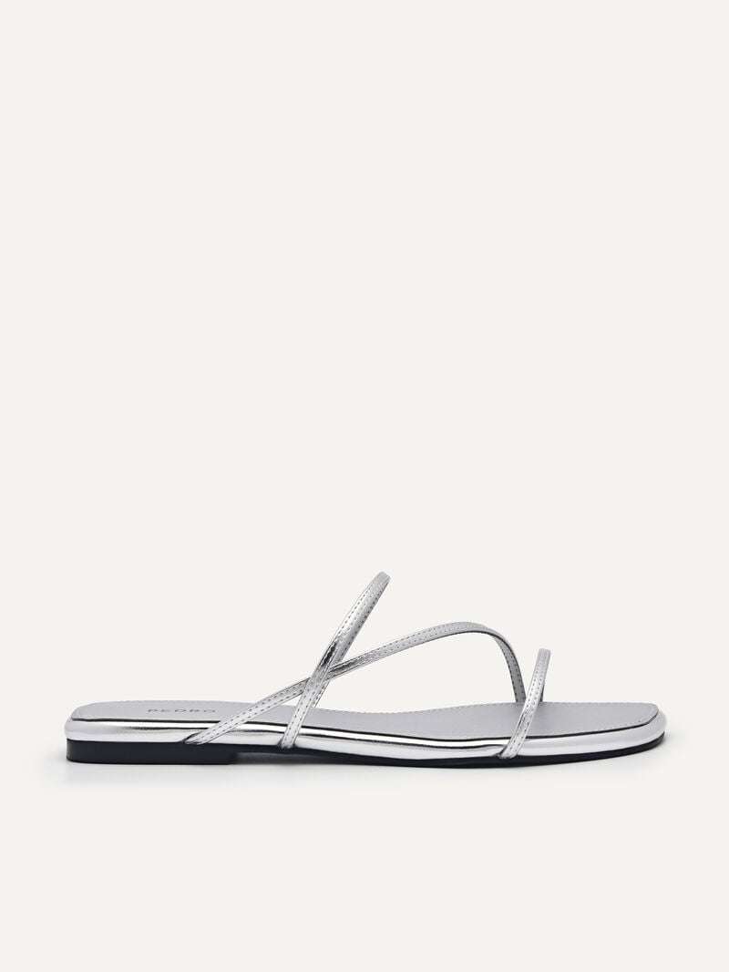 Pedro Gwyneth Strappy Women Flats Silver | Q9Q-2578