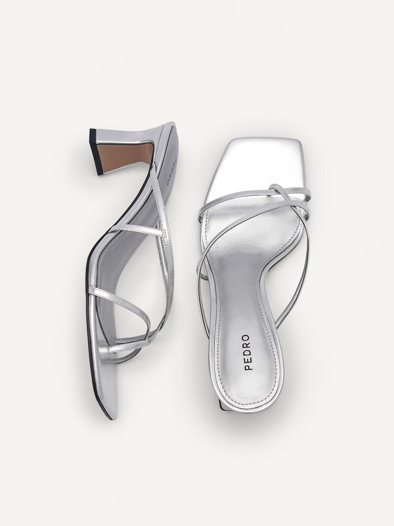 Pedro Gwyneth Women Heel Sandals Silver | Q9Q-2572