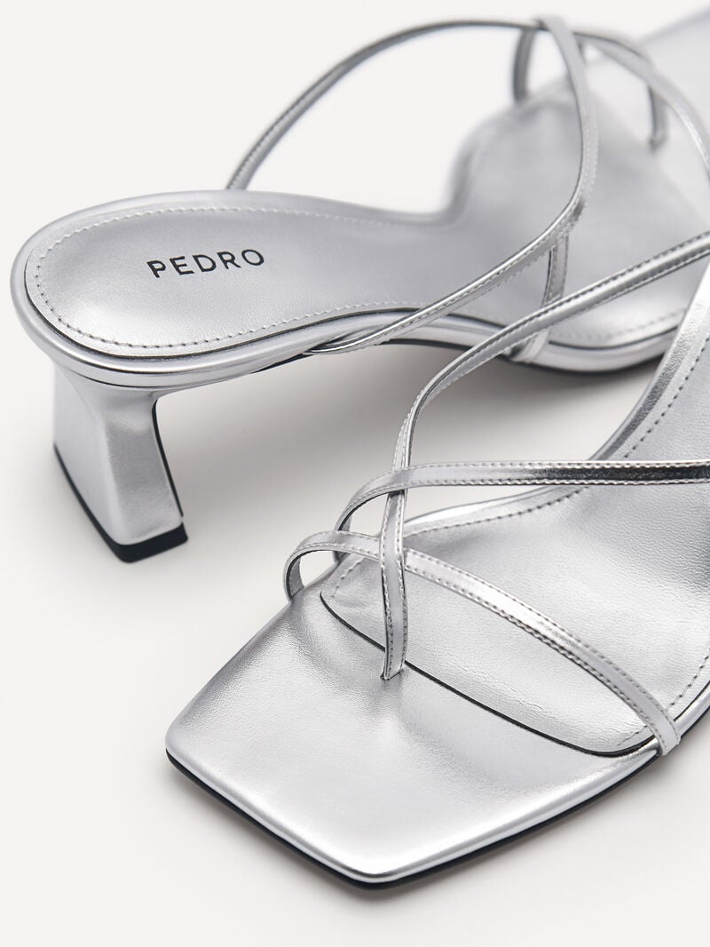 Pedro Gwyneth Women Heel Sandals Silver | Q9Q-2572